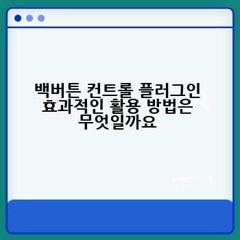 백버튼 컨트롤 플러그인 효과적인 활용 방법은 무엇일까요